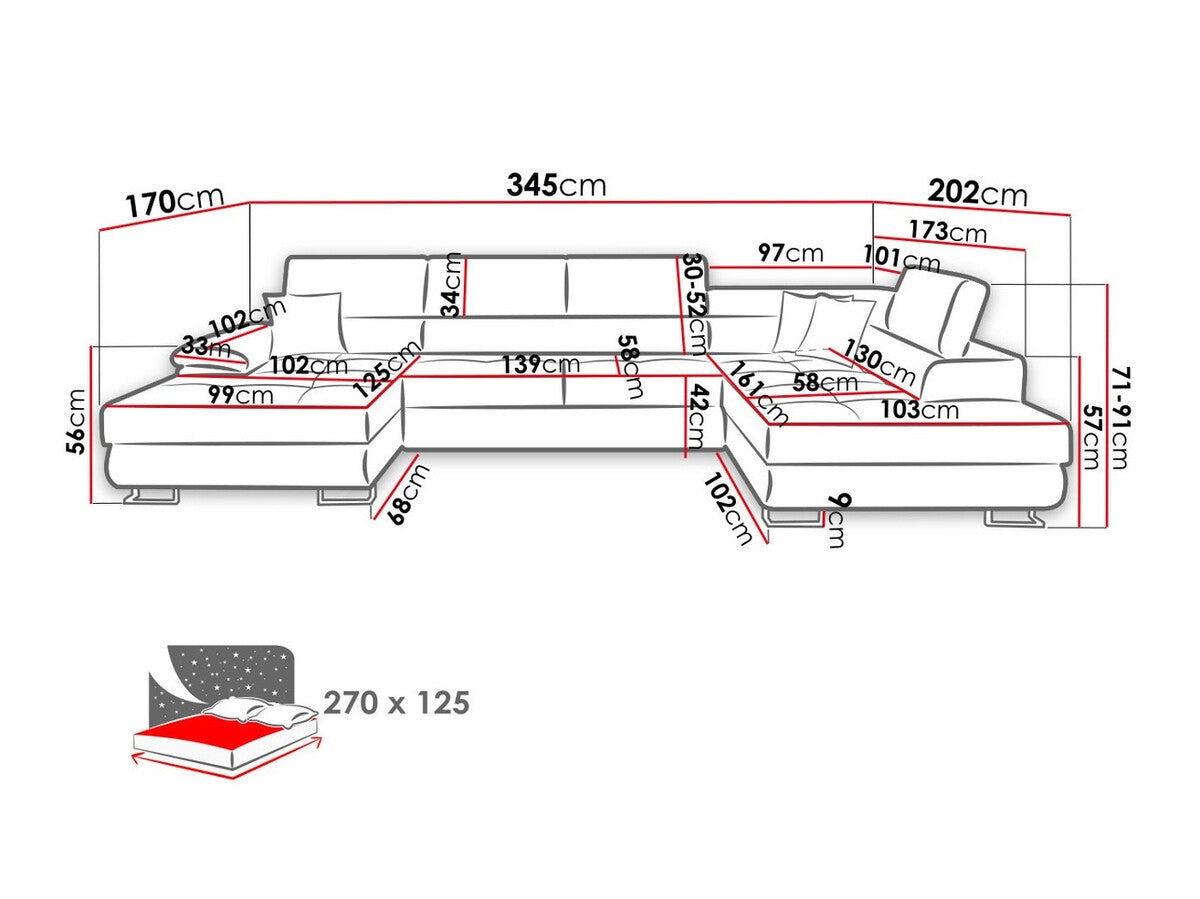 Sarokkanapé Kiságyere BIS (Alvin Bis) Toptextil, Szín: Otusso 22 + Velvetto 09, Változatok: Jobbos