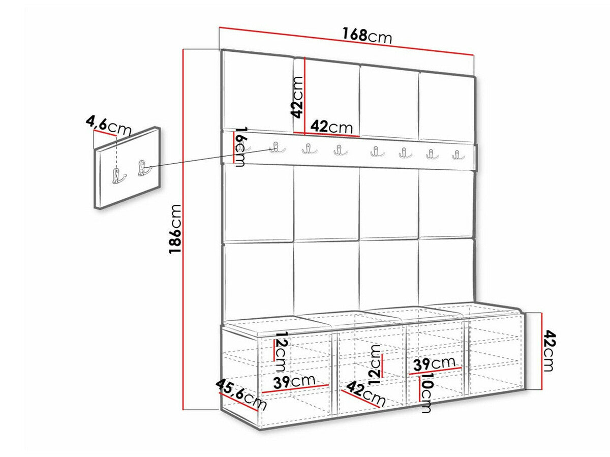 Előszoba garnitúra ORION V (Tavasz V), Keret színe: Grafit, Puha falpanel színe: Manila 09