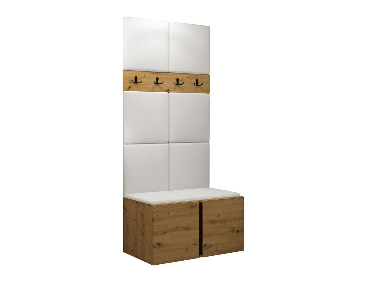 Előszoba garnitúra ORION IV (Tavasz IV), Keret színe: Artisan tölgy, Puha falpanel színe: Öko bőr Soft 017