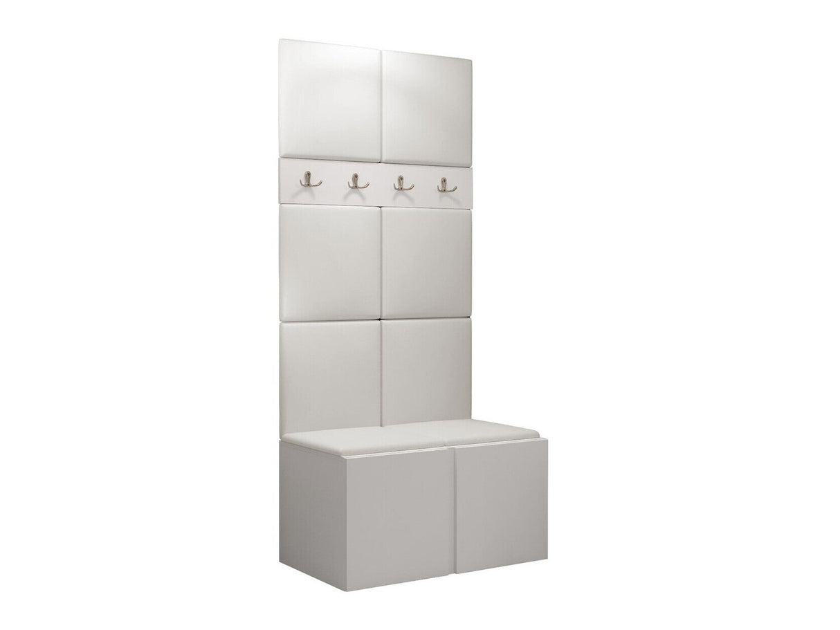 Előszoba garnitúra ORION IV (Tavasz IV), Keret színe: Fehér, Puha falpanel színe: Öko bőr Soft 017