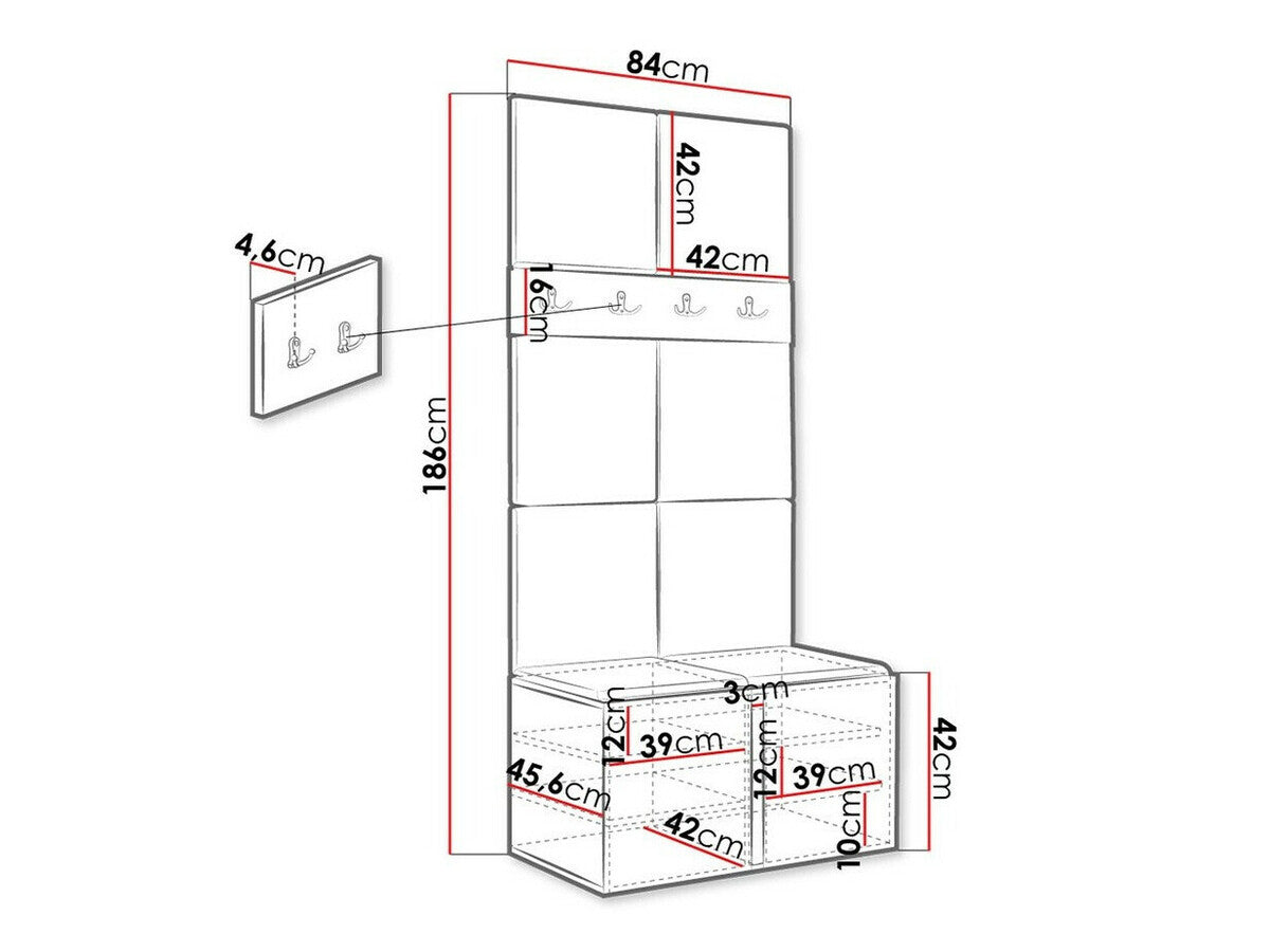 Előszoba garnitúra ORION IV (Tavasz IV), Keret színe: Grafit, Puha falpanel színe: Öko bőr Soft 017