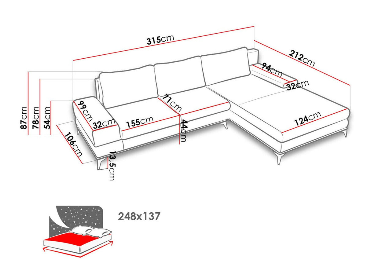 Sarokkanapé Manila II, Változatok: Balos, Szín: Soro 95