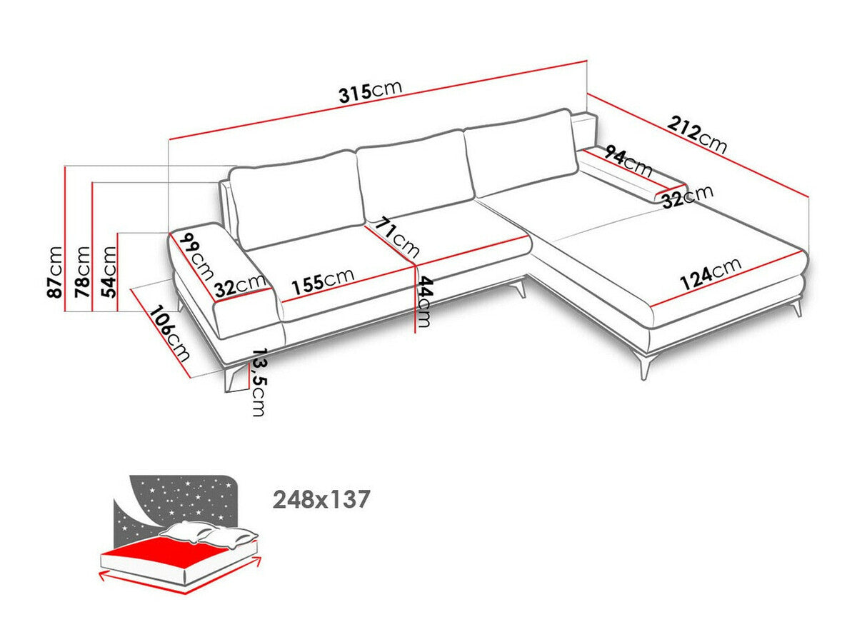 Sarokkanapé Manila II, Változatok: Jobbos, Szín: Soro 13