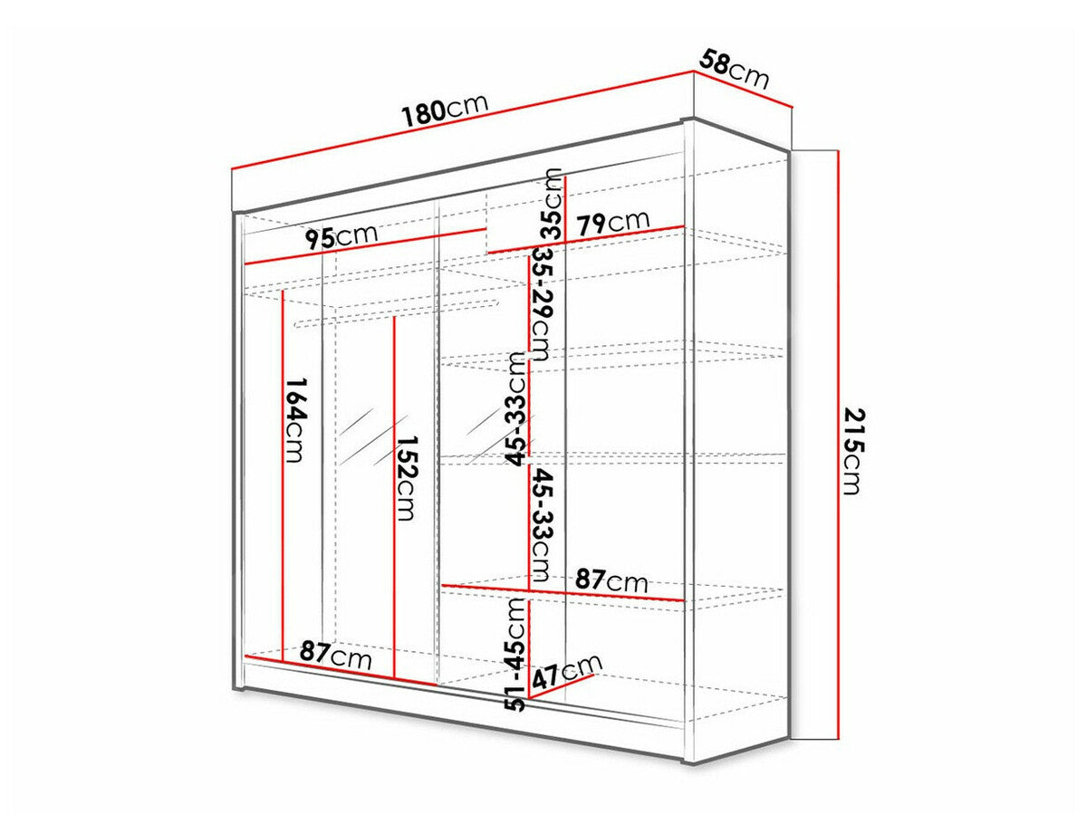 Gardróbszekrény Talin II (Bárasztalr II), Szín: Fehér + Fekete, Led világítás: Nem