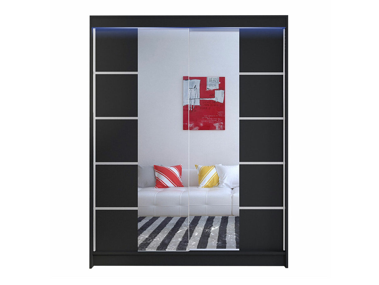 Gardróbszekrény Caminem V (Belgia V), Szín: Fekete, Led világítás: Igen RGB