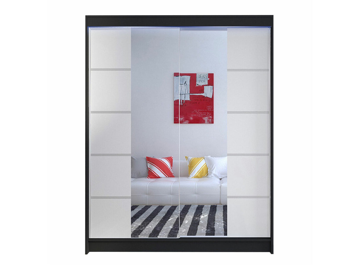 Gardróbszekrény Caminem V (Belgia V), Szín: Fekete + Fehér, Led világítás: Igen RGB