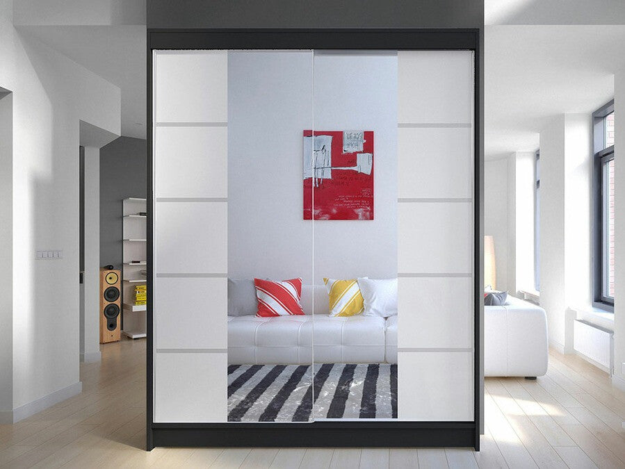 Gardróbszekrény Caminem V (Belgia V), Szín: Fekete + Fehér, Led világítás: Nem