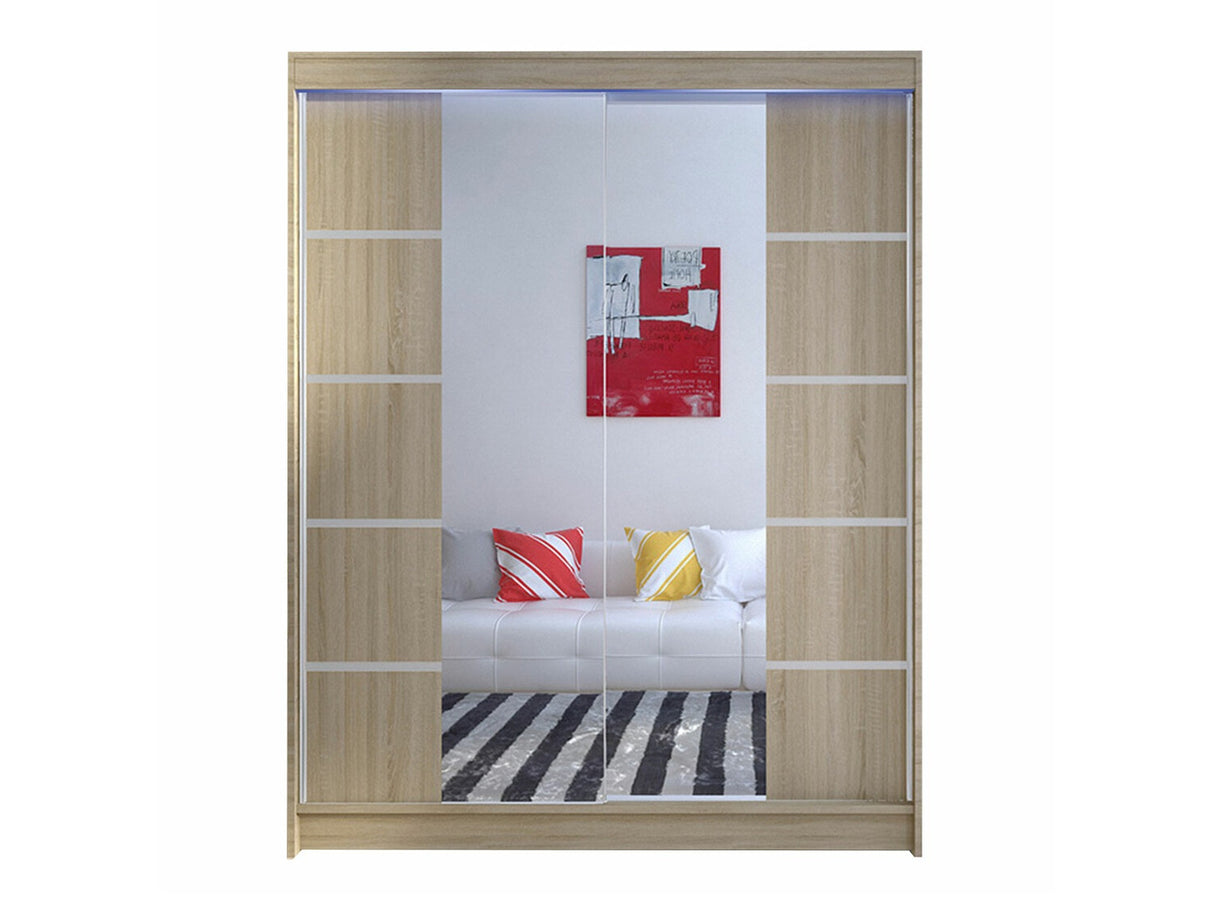 Gardróbszekrény Caminem V (Belgia V), Szín: Sonoma tölgy, Led világítás: Igen RGB