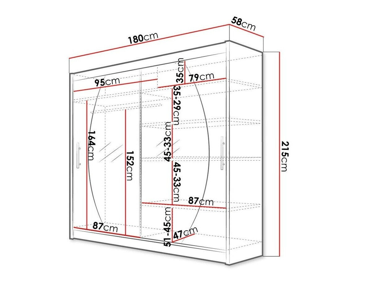 Gardróbszekrény Bega 180 IV (London), Szín: Fehér, Led világítás: Igen