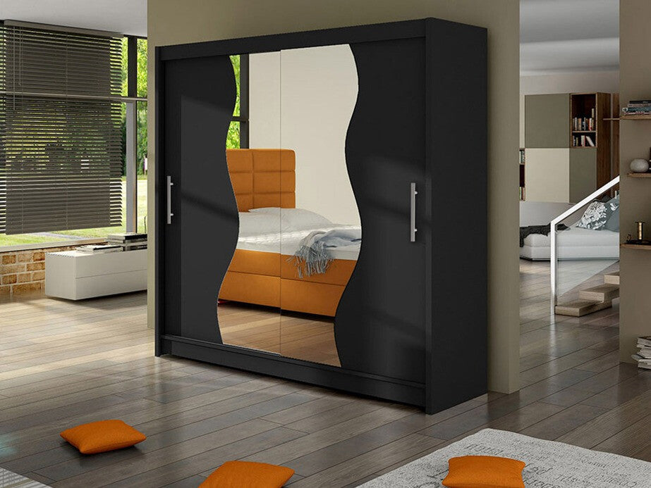 Gardróbszekrény Begáznemű (Roganem), Szín: Fekete, Led világítás: Nem