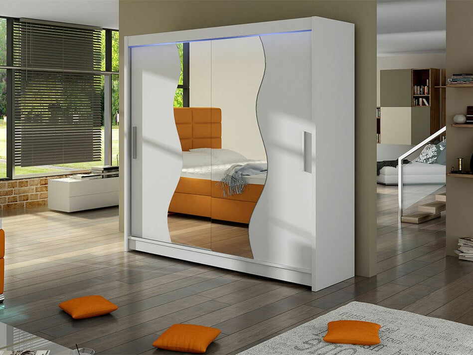 Gardróbszekrény Begáznemű (Roganem), Szín: Fehér, Led világítás: Igen