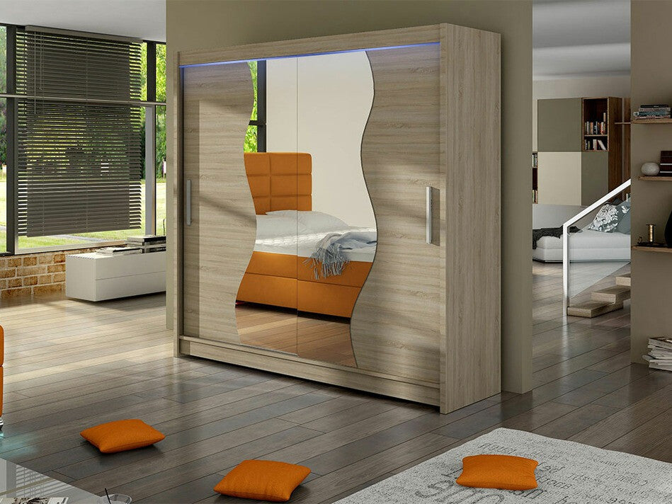 Gardróbszekrény Begáznemű (Roganem), Szín: Sonoma tölgy, Led világítás: Igen