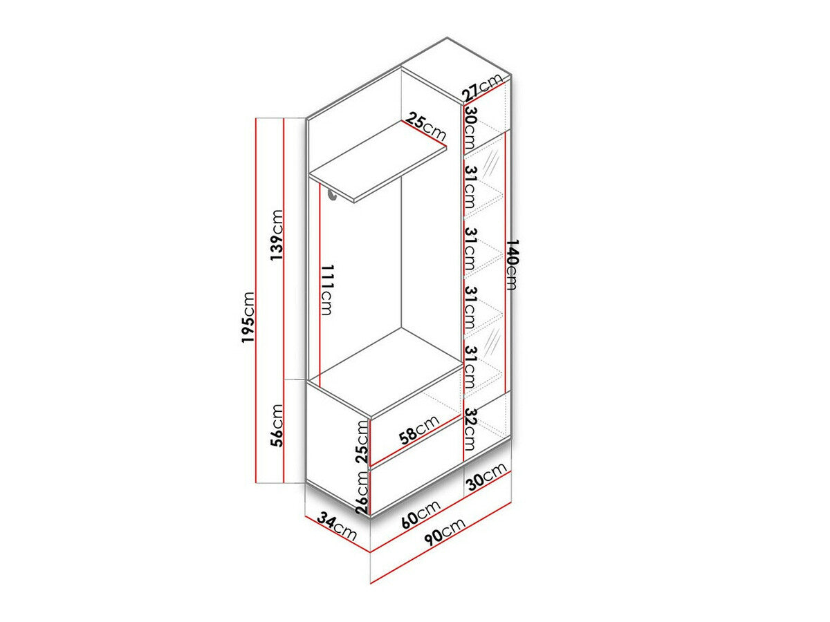 Előszoba garnitúra Zöld (Malta), Szín: Fehér