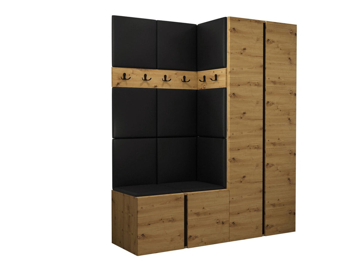 Előszoba garnitúra ORION III (Tavasz III), Keret színe: Artisan tölgy, Puha falpanel színe: Öko bőr Soft 011