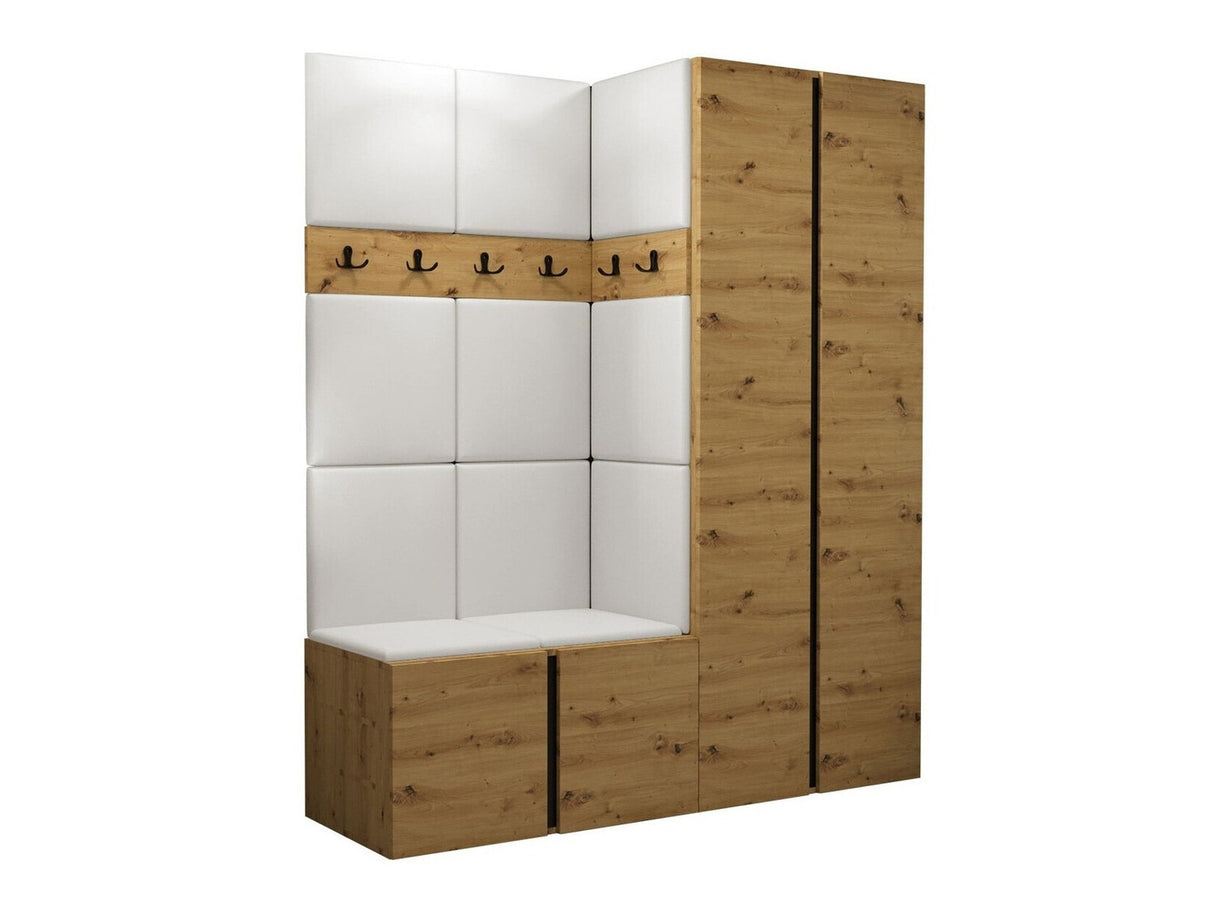 Előszoba garnitúra ORION III (Tavasz III), Keret színe: Artisan tölgy, Puha falpanel színe: Öko bőr Soft 017