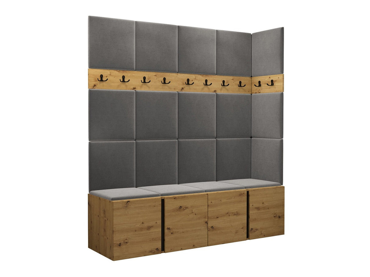 Előszoba garnitúra ORION II (Tavasz II), Keret színe: Artisan tölgy, Puha falpanel színe: Manila 16