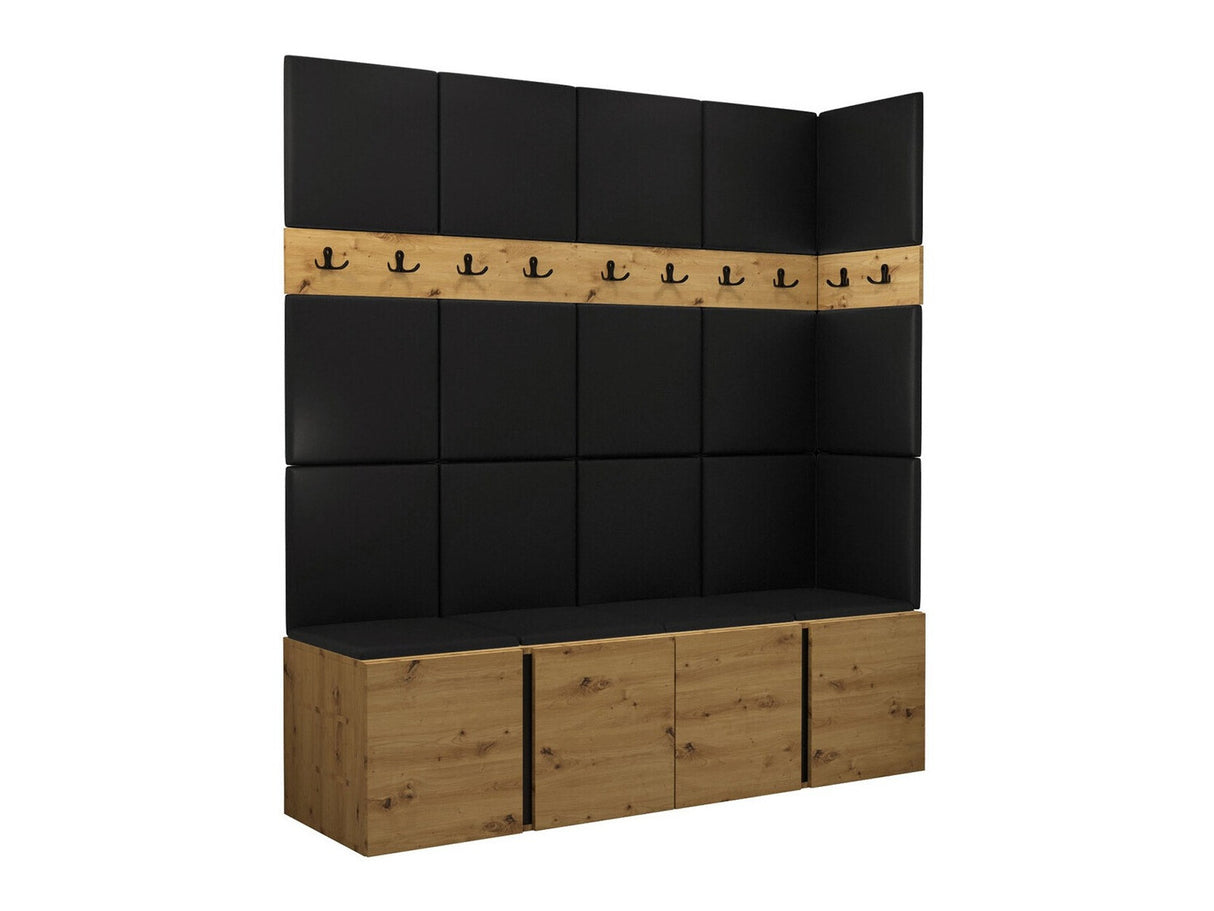 Előszoba garnitúra ORION II (Tavasz II), Keret színe: Artisan tölgy, Puha falpanel színe: Öko bőr Soft 011