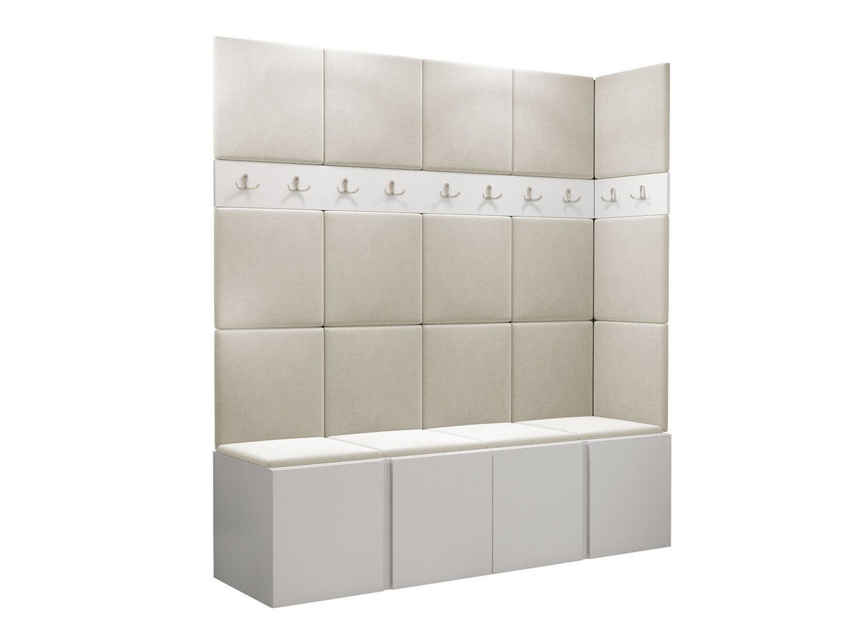 Előszoba garnitúra ORION II (Tavasz II), Keret színe: Fehér, Puha falpanel színe: Manila 02