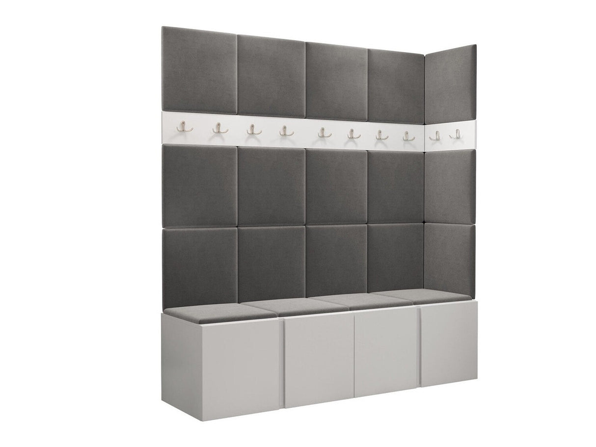 Előszoba garnitúra ORION II (Tavasz II), Keret színe: Fehér, Puha falpanel színe: Manila 16