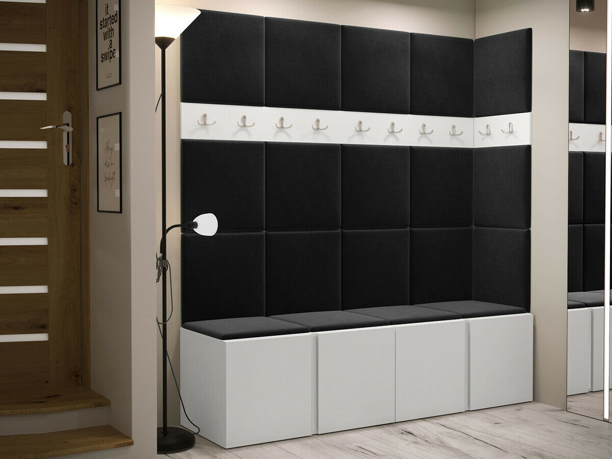 Előszoba garnitúra ORION II (Tavasz II), Keret színe: Fehér, Puha falpanel színe: Manila 18