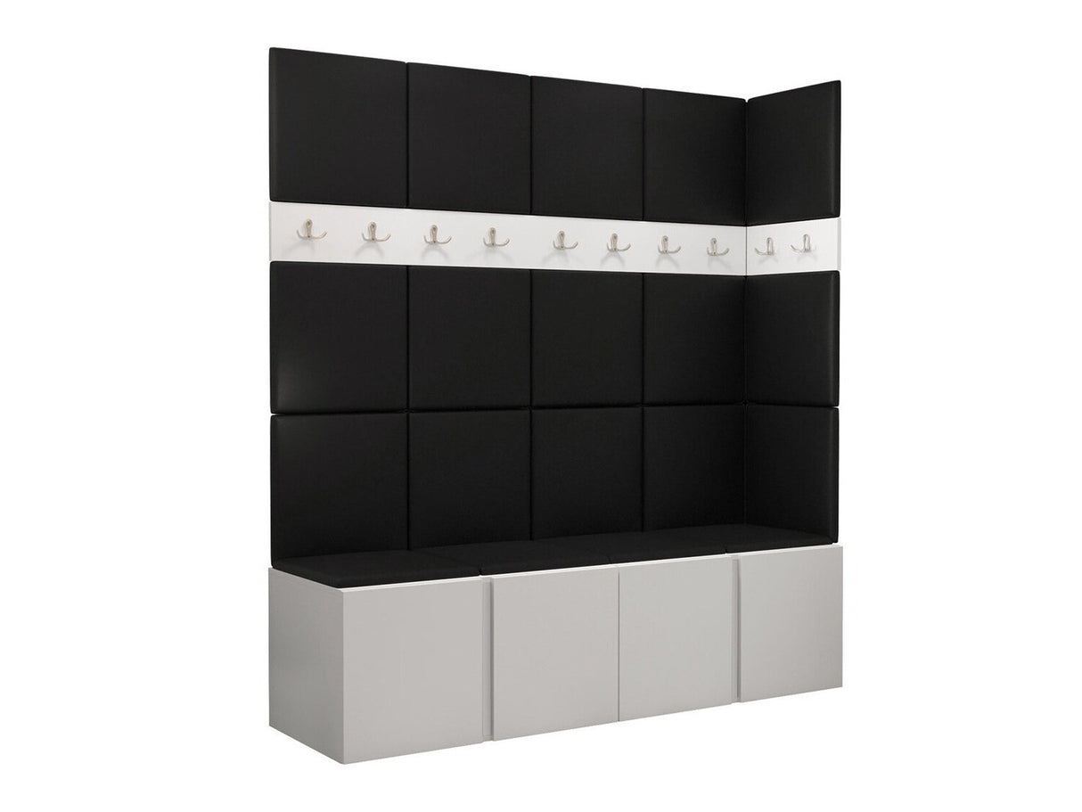 Előszoba garnitúra ORION II (Tavasz II), Keret színe: Fehér, Puha falpanel színe: Öko bőr Soft 011