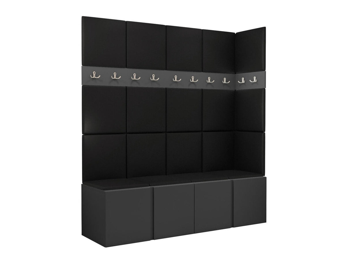 Előszoba garnitúra ORION II (Tavasz II), Keret színe: Grafit, Puha falpanel színe: Öko bőr Soft 011