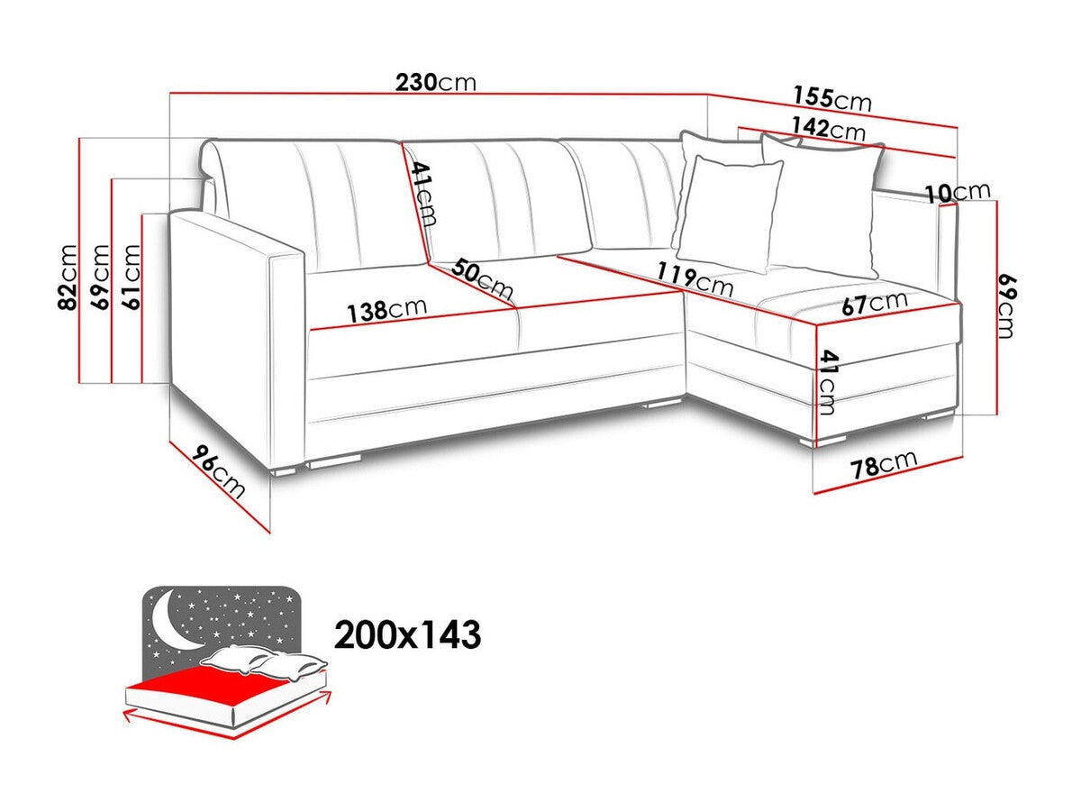 Sarokkanapé Alba (Nadana), Változatok: Jobbos, Szín: Inari 91 + Cayenne 1114