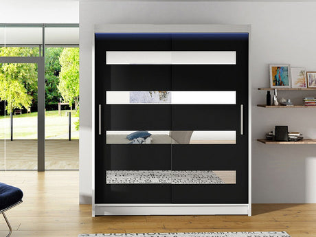 Gardróbszekrény Westa XIII (Presto XIII), Szín: Fehér + Fekete, Led világítás: Igen