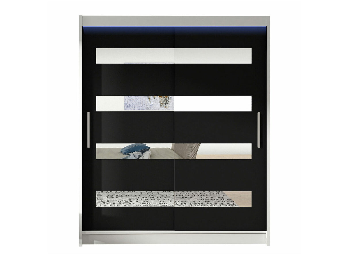 Gardróbszekrény Westa XIII (Presto XIII), Szín: Fehér + Fekete, Led világítás: Igen