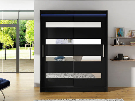 Gardróbszekrény Westa XIII (Presto XIII), Szín: Fekete, Led világítás: Igen