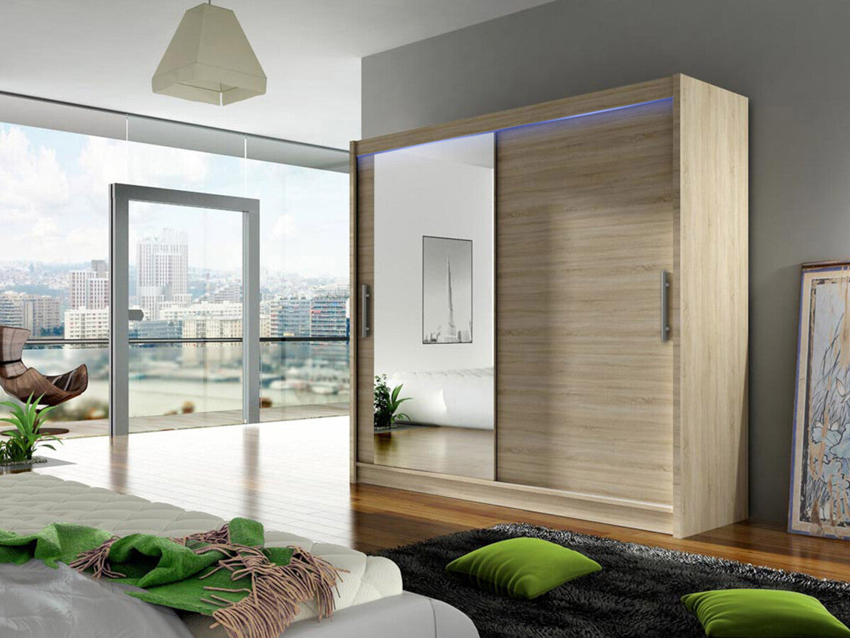 Gardróbszekrény Bega VI (London), Szín: Sonoma tölgy, Led világítás: Igen