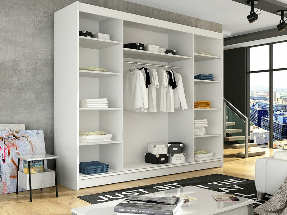 Gardróbszekrény Aston IV, Szín: Fehér, Led világítás: Nem