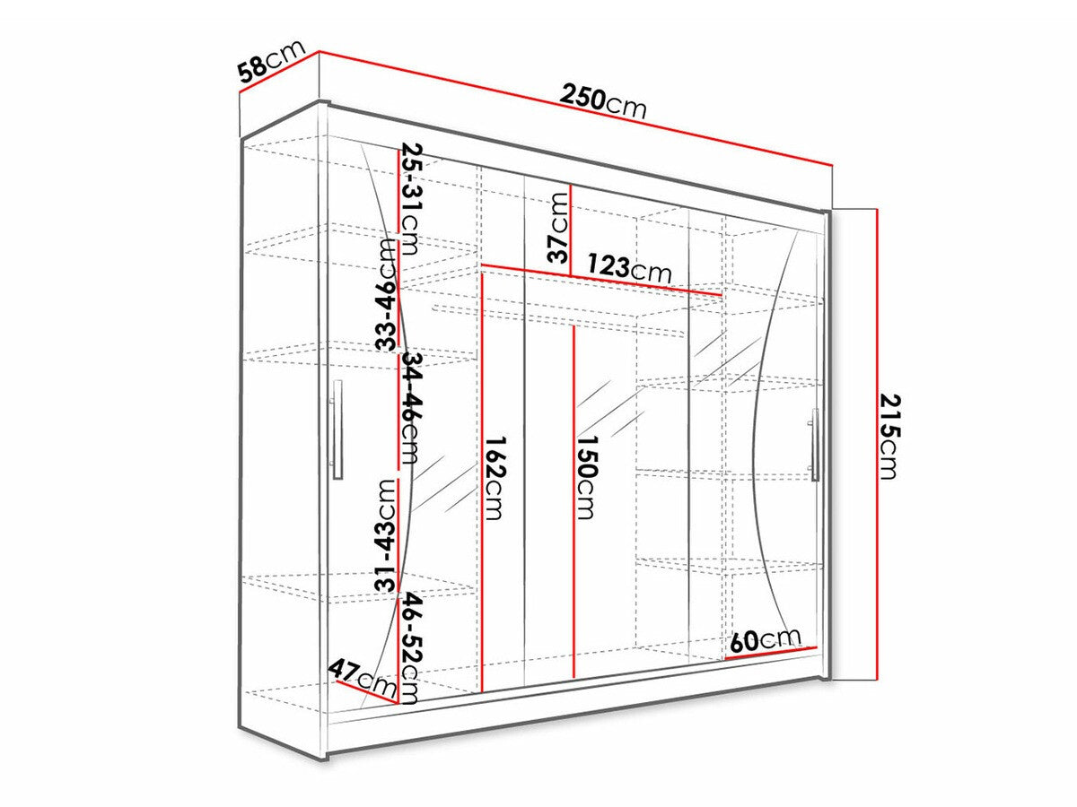Gardróbszekrény Aston IV, Szín: Fehér, Led világítás: Nem