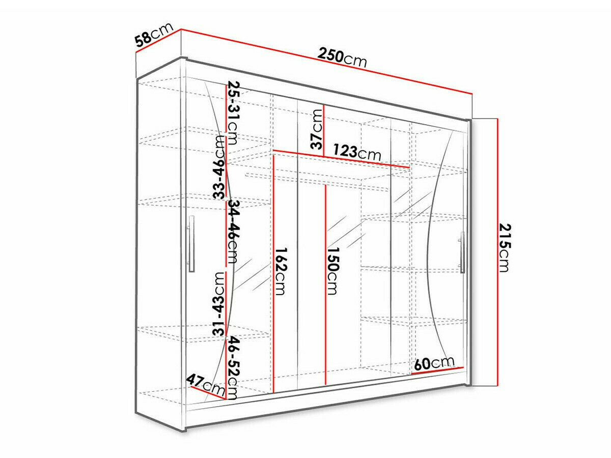 Gardróbszekrény Aston IV, Szín: Fekete, Led világítás: Igen