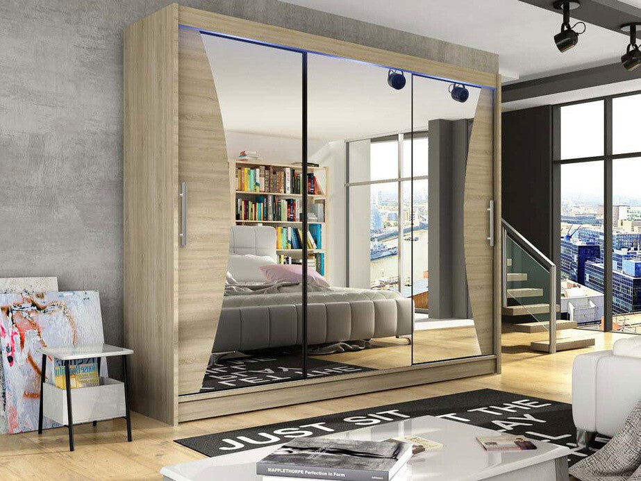 Gardróbszekrény Aston IV, Szín: Sonoma tölgy, Led világítás: Igen