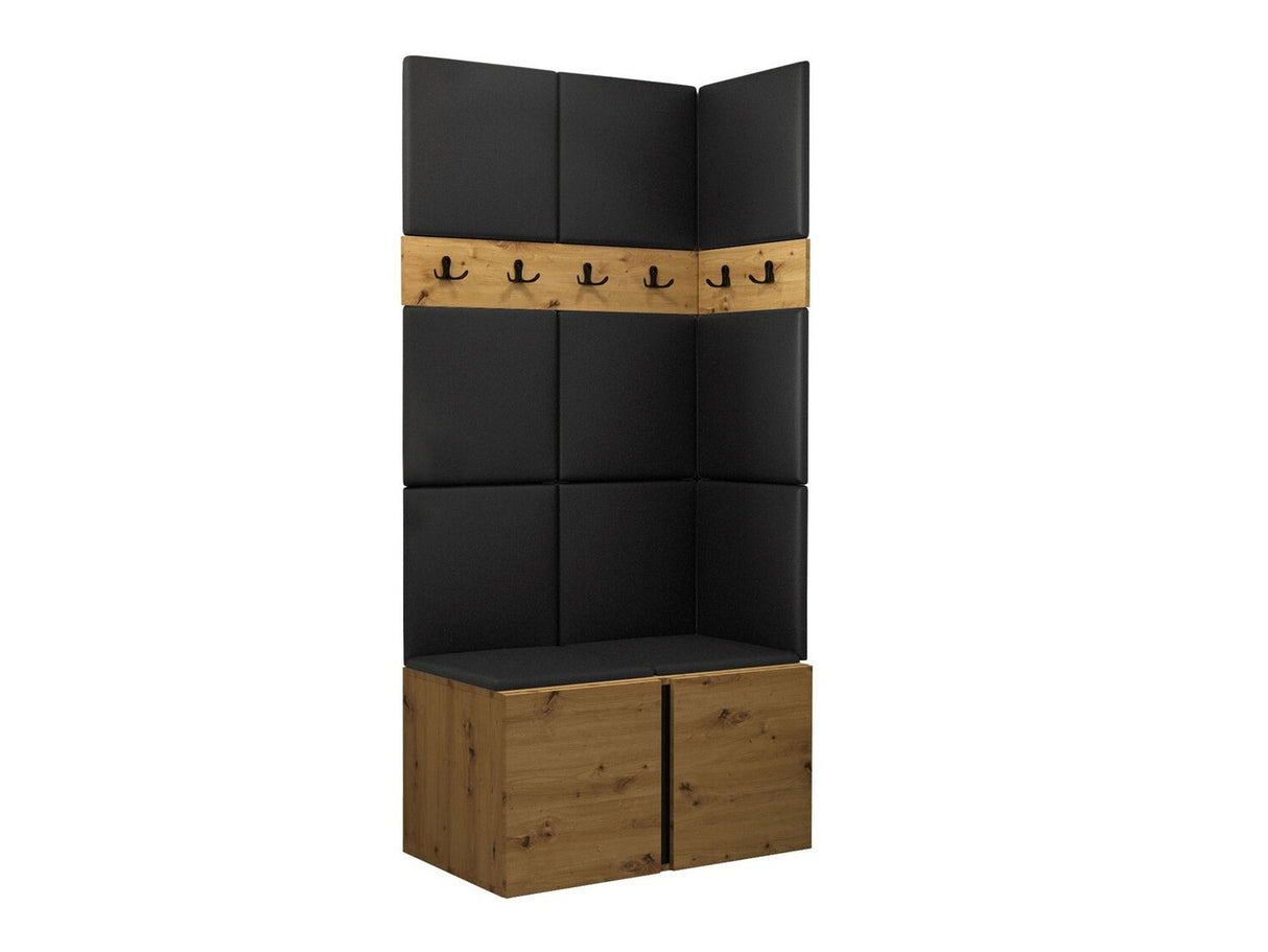 Előszoba garnitúra ORION I (Tavasz I), Keret színe: Artisan tölgy, Puha falpanel színe: Öko bőr Soft 011