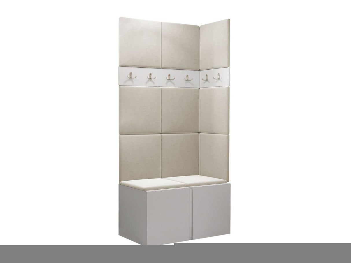 Előszoba garnitúra ORION I (Tavasz I), Keret színe: Fehér, Puha falpanel színe: Manila 02