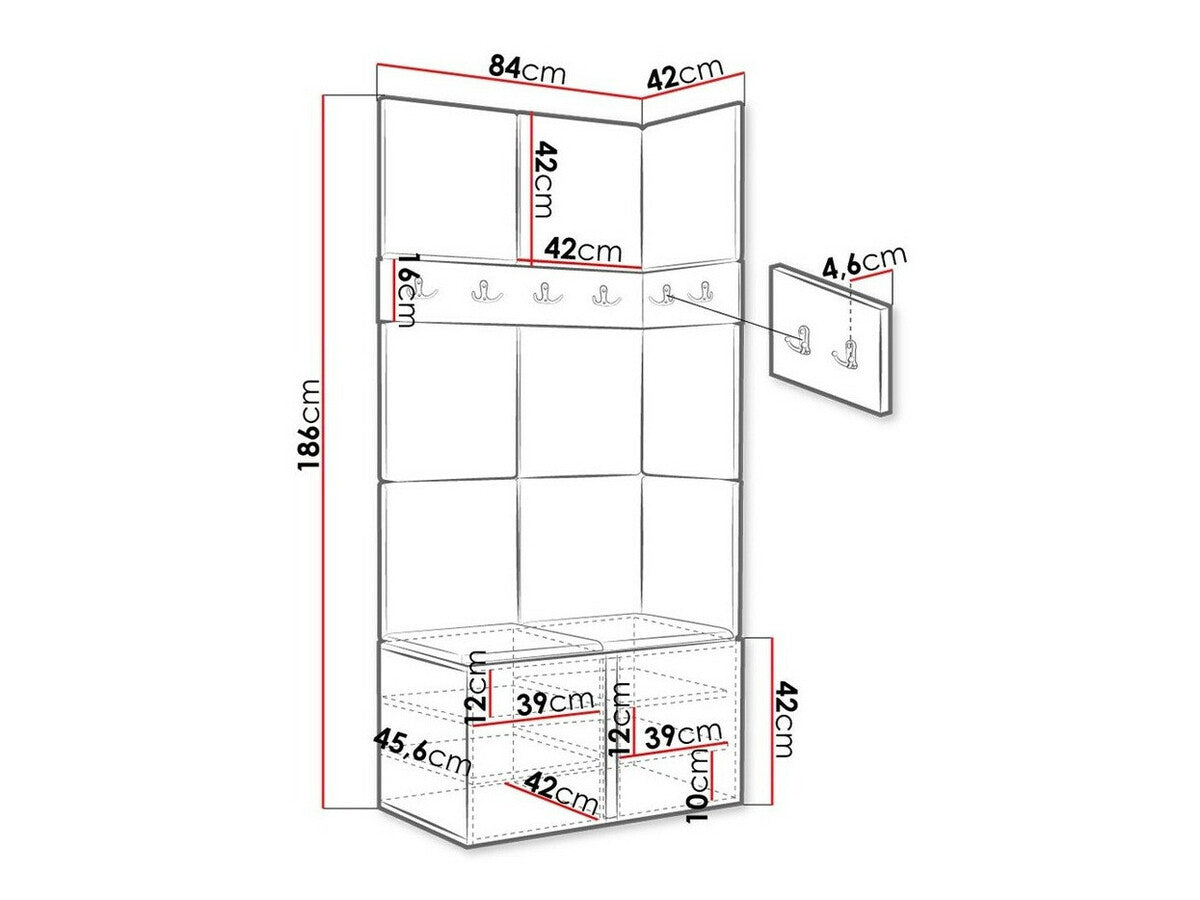 Előszoba garnitúra ORION I (Tavasz I), Keret színe: Grafit, Puha falpanel színe: Manila 18