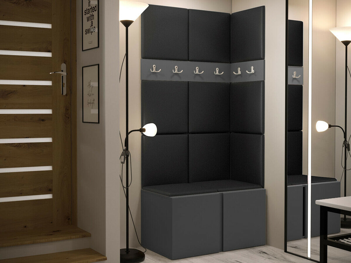 Előszoba garnitúra ORION I (Tavasz I), Keret színe: Grafit, Puha falpanel színe: Öko bőr Soft 011