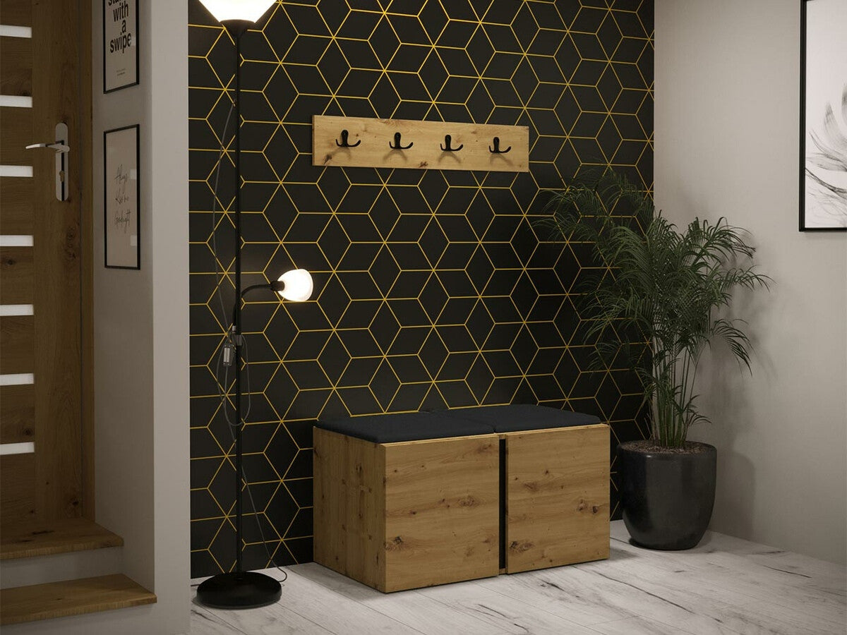 Előszoba garnitúra ORION VI (Tavasz VI), Keret színe: Artisan tölgy, Puha falpanel színe: Öko bőr Soft 011