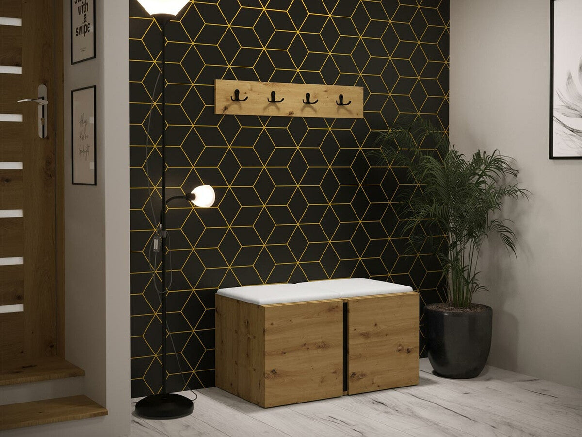 Előszoba garnitúra ORION VI (Tavasz VI), Keret színe: Artisan tölgy, Puha falpanel színe: Öko bőr Soft 017