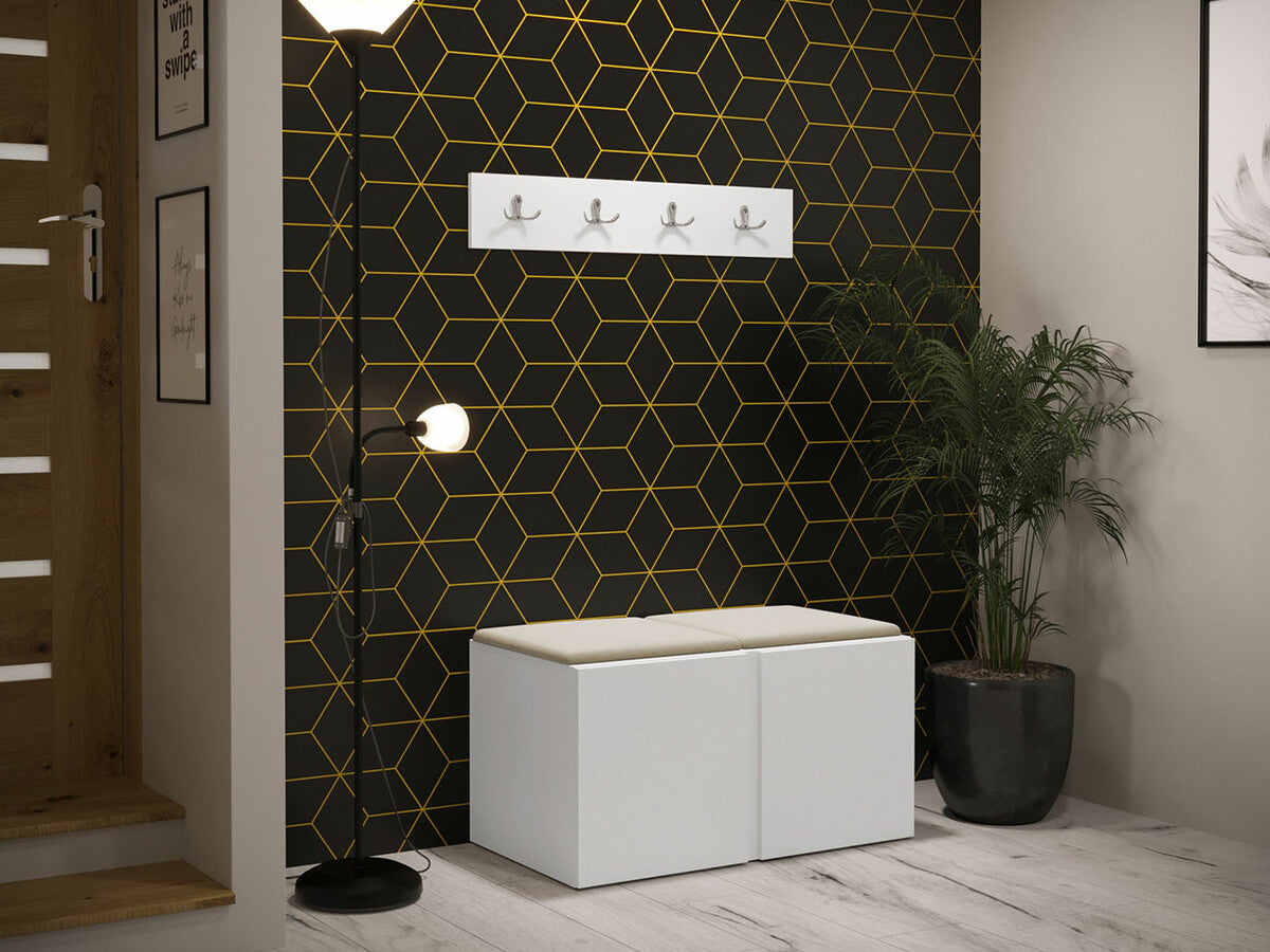 Előszoba garnitúra ORION VI (Tavasz VI), Keret színe: Fehér, Puha falpanel színe: Manila 02