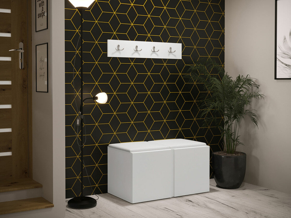 Előszoba garnitúra ORION VI (Tavasz VI), Keret színe: Fehér, Puha falpanel színe: Öko bőr Soft 017