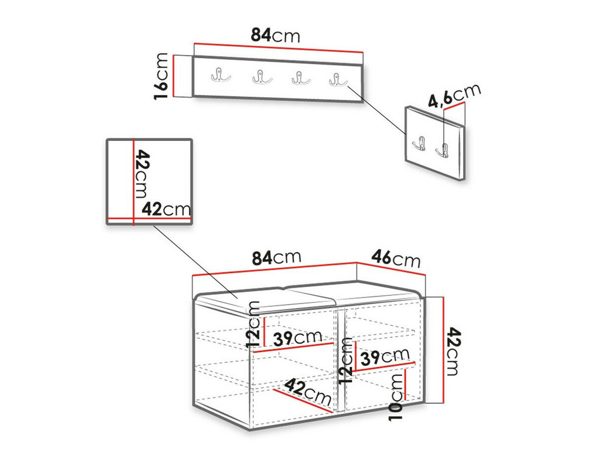 Előszoba garnitúra ORION VI (Tavasz VI), Keret színe: Grafit, Puha falpanel színe: Manila 26