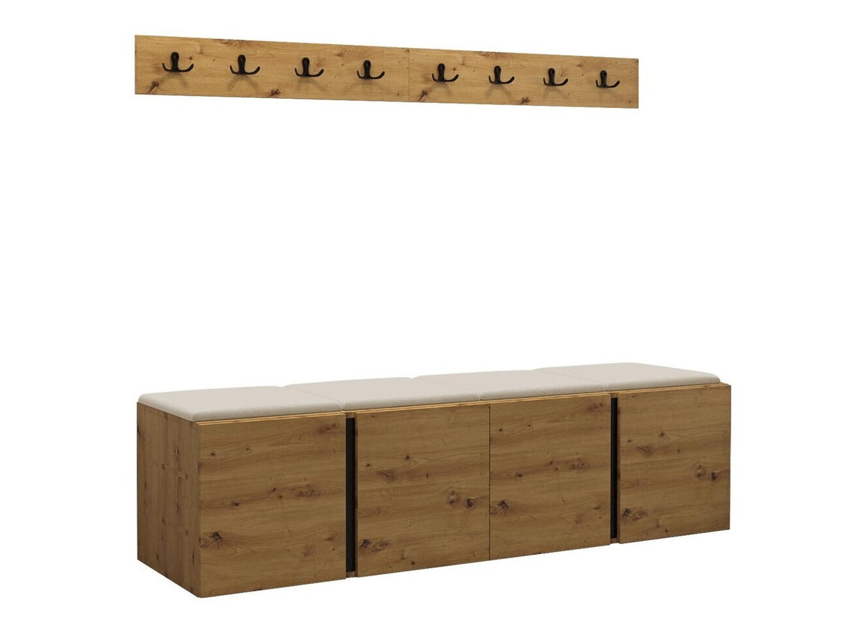 Előszoba garnitúra ORION VII (Tavasz VII), Keret színe: Artisan tölgy, Puha falpanel színe: Manila 02