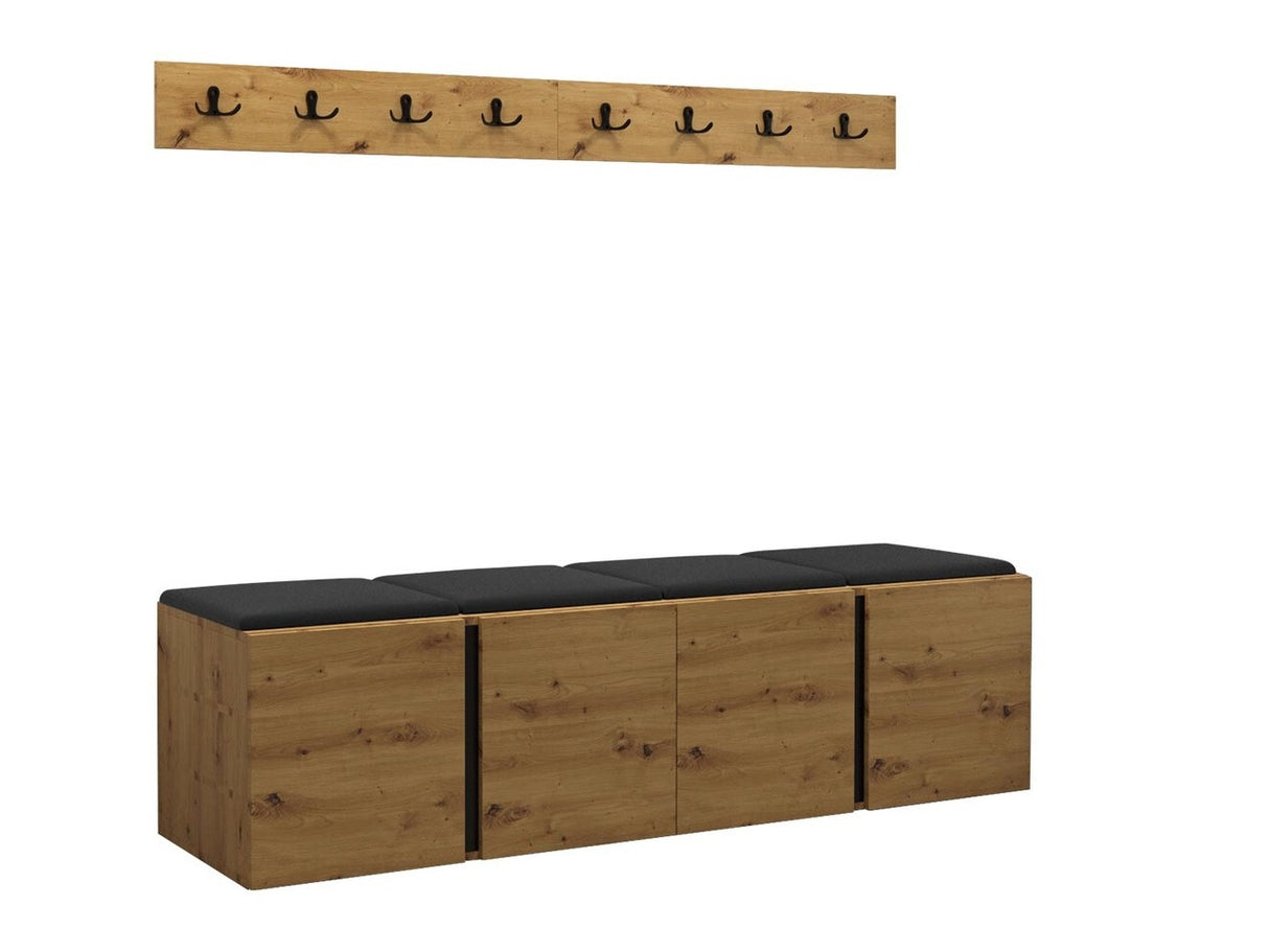 Előszoba garnitúra ORION VII (Tavasz VII), Keret színe: Artisan tölgy, Puha falpanel színe: Öko bőr Soft 011