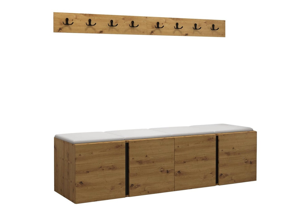 Előszoba garnitúra ORION VII (Tavasz VII), Keret színe: Artisan tölgy, Puha falpanel színe: Öko bőr Soft 017