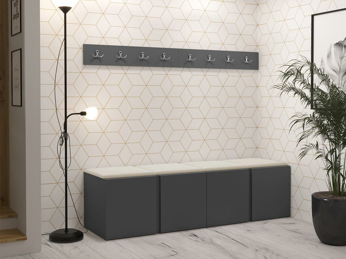 Előszoba garnitúra ORION VII (Tavasz VII), Keret színe: Grafit, Puha falpanel színe: Manila 02