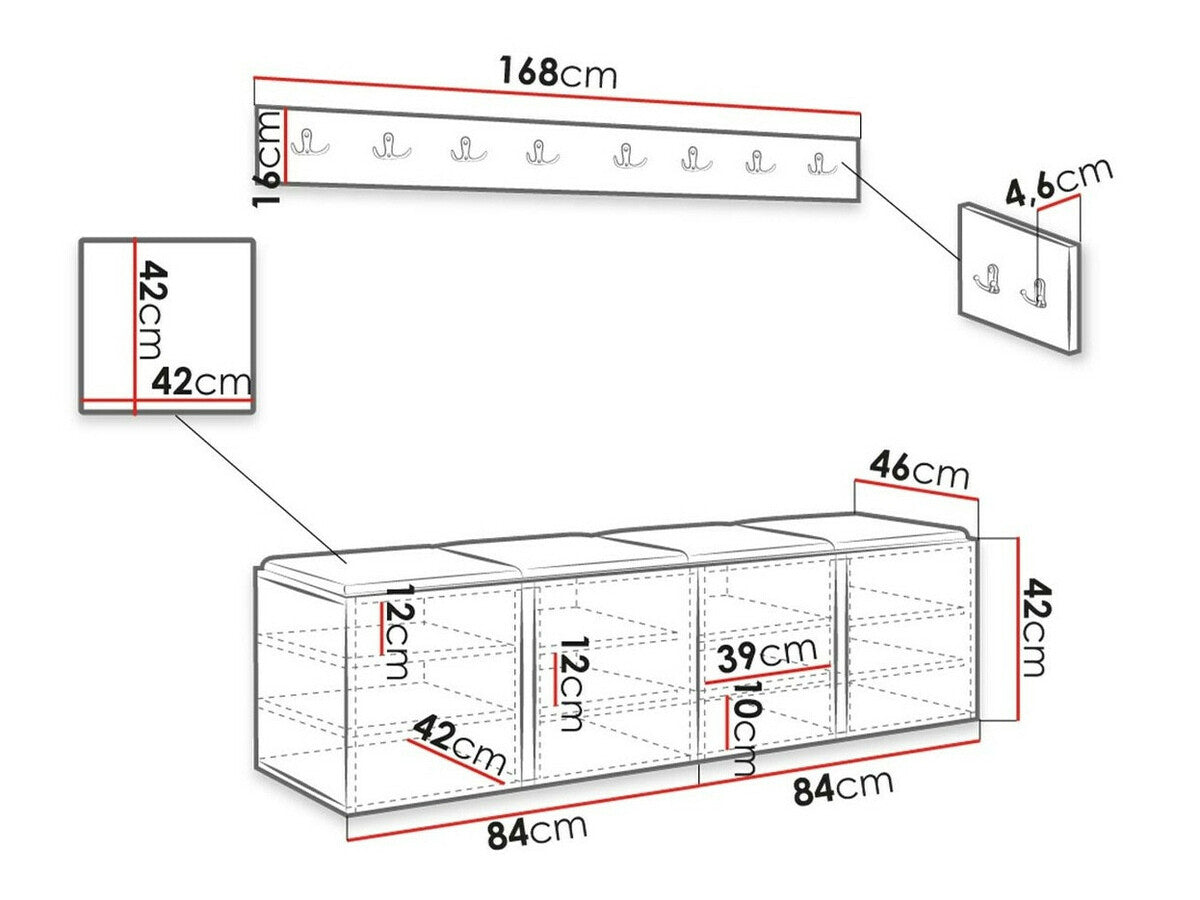 Előszoba garnitúra ORION VII (Tavasz VII), Keret színe: Grafit, Puha falpanel színe: Manila 16