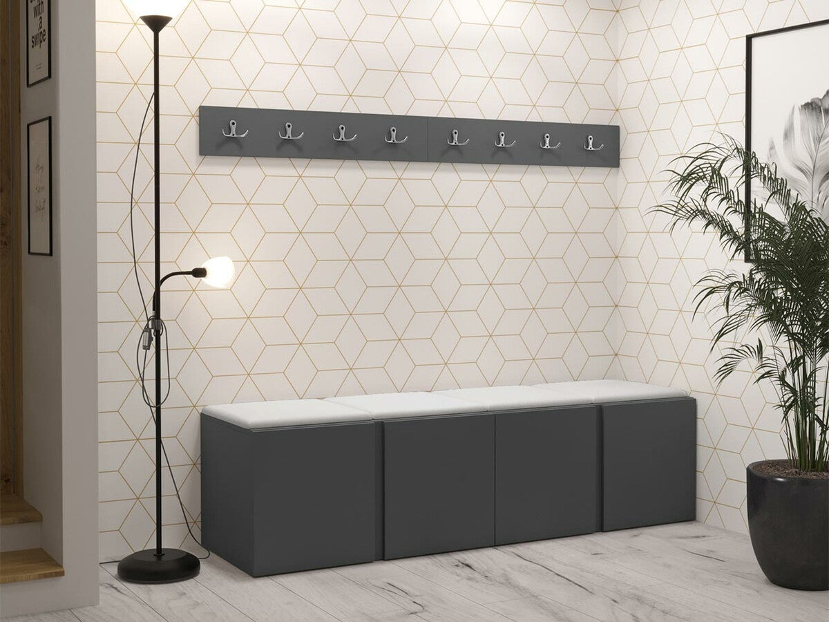 Előszoba garnitúra ORION VII (Tavasz VII), Keret színe: Grafit, Puha falpanel színe: Öko bőr Soft 017